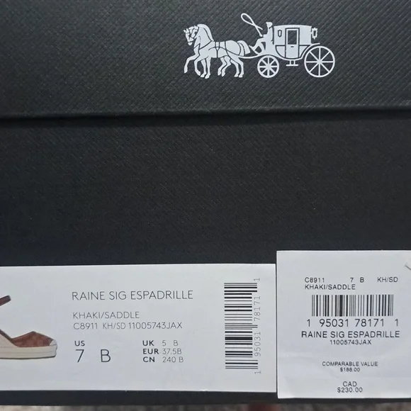 BRAND NEW Coach Women's Brown Espadrille Wedge Sandals - Picture 6 of 11